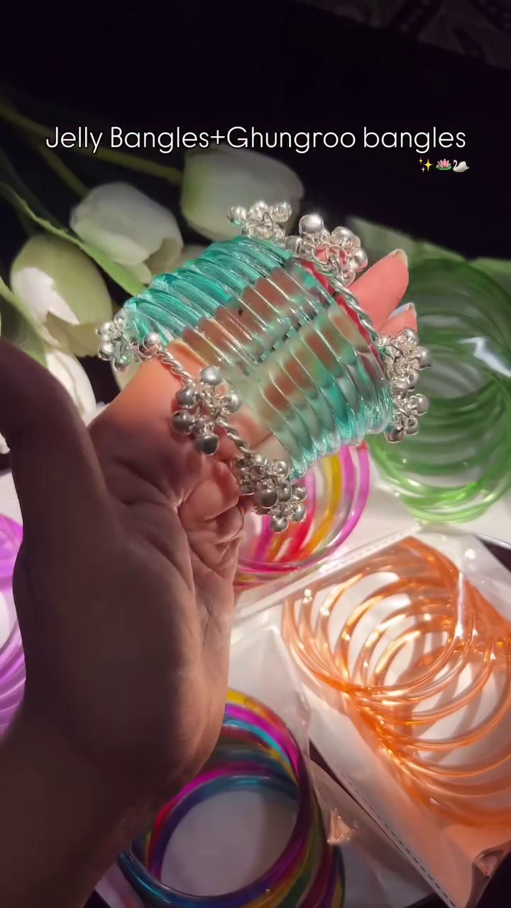 🌈 Colorful Jelly Bangles with Ghungroo Charm Collection